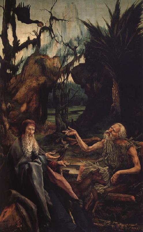 Matthias Grunewald den helige antonius besoker paulus eremiten oil painting picture